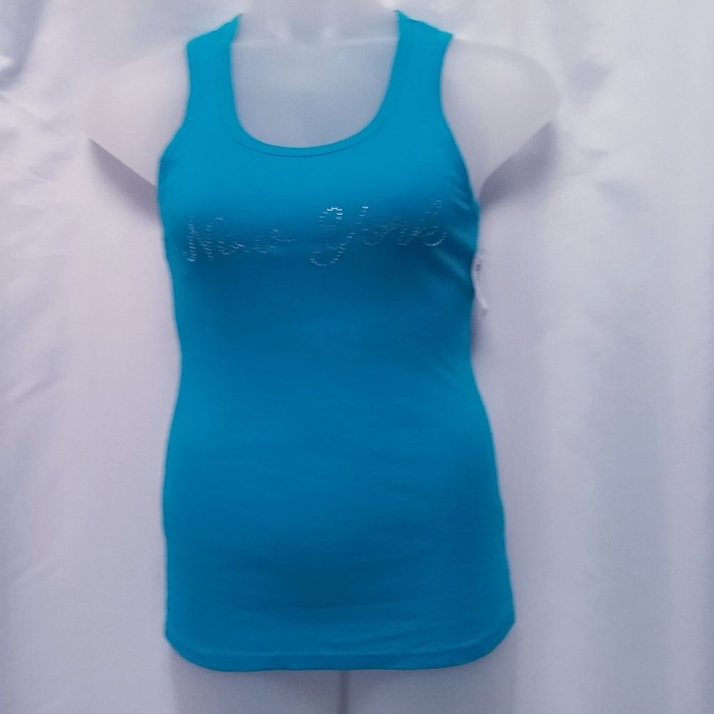 Salt Creek Tank New York Rhinestone Script Ribbed Racer Back NY Junior Large New - Picture 2 of 6